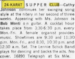 24 Karat Club (24 Carat Club) - Jul 16 1972 Article